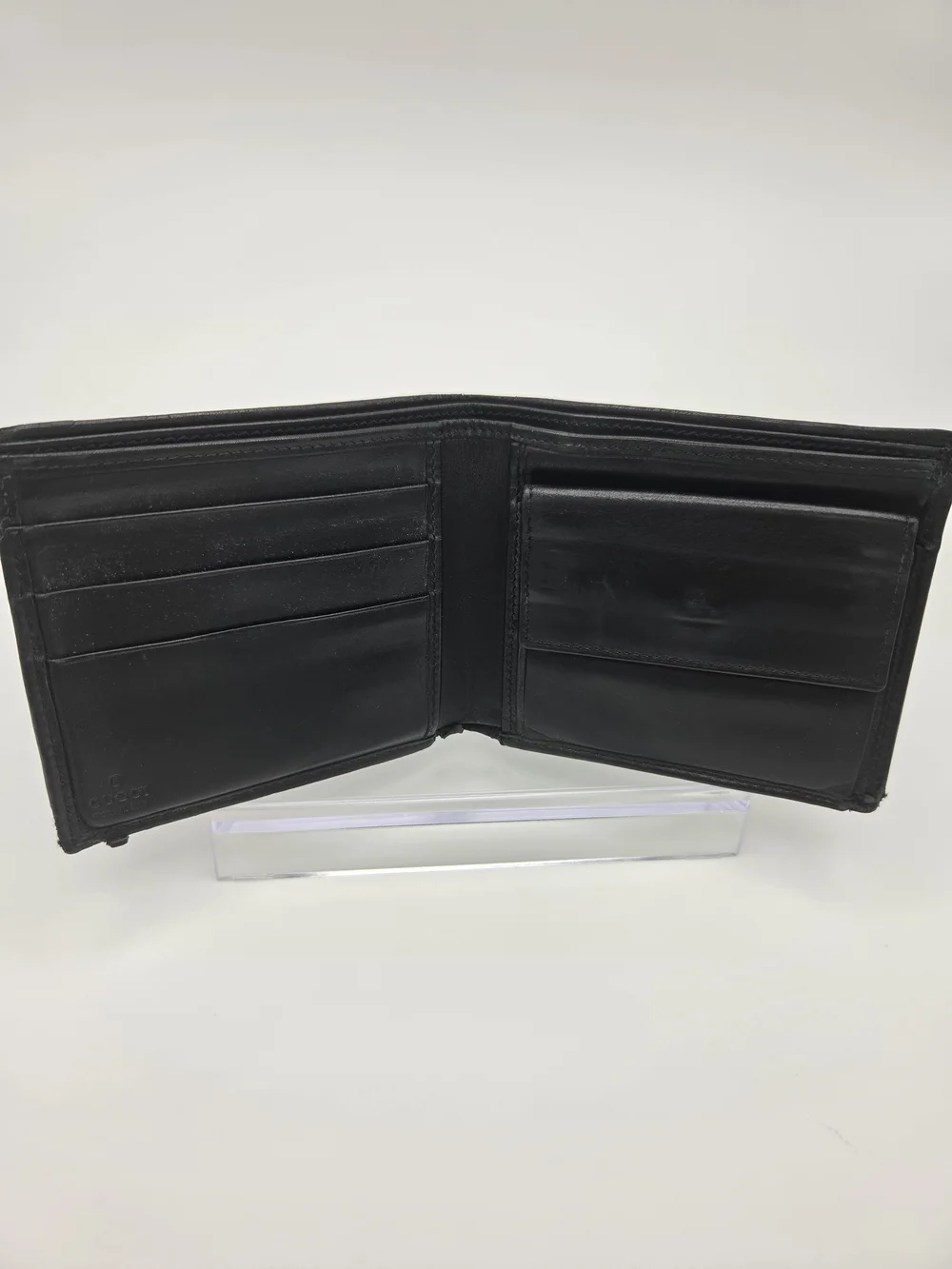 Authentic Gucci Black GG Monogram Canvas Bi-fold Wallet W Box